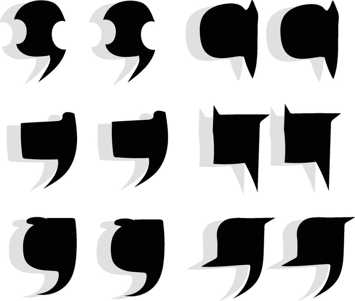 set of quotation comma sign icons vector