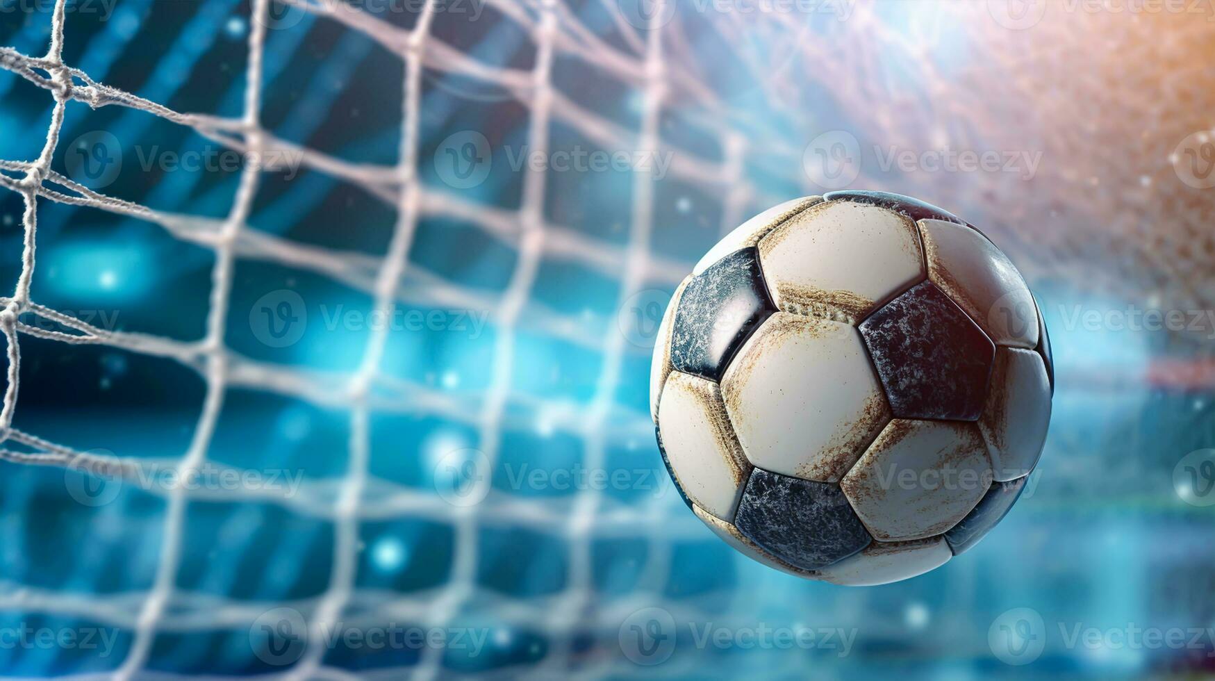 Soccer Ball in Goal Net photo