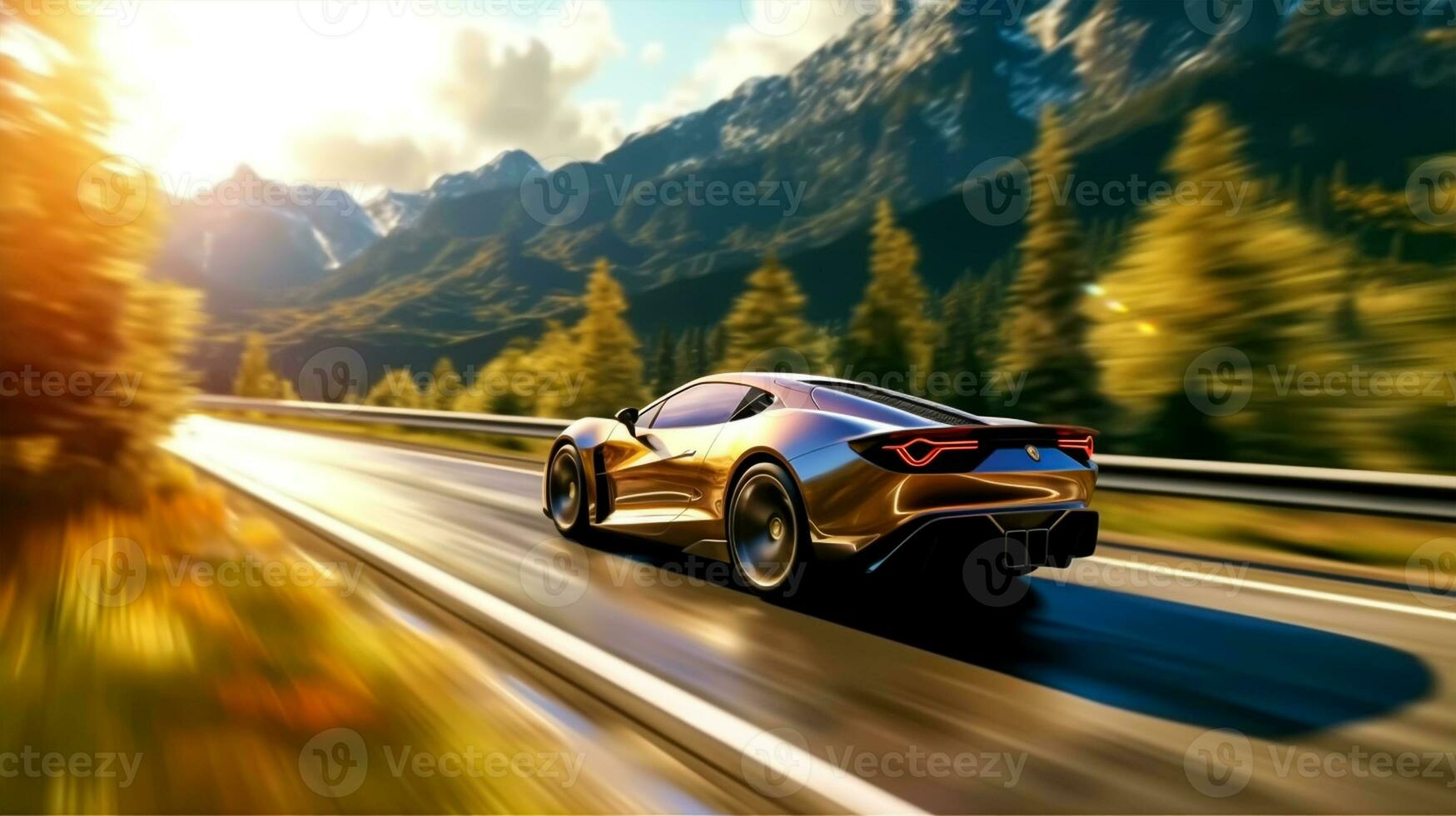 sports car on the road with motion blur photo