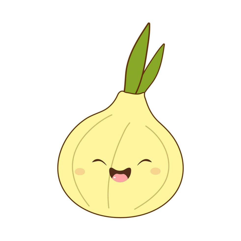 cute live with eyes onion on white vector