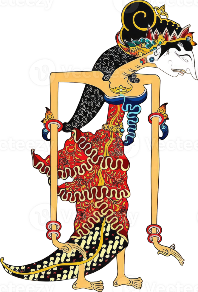 Vector illustration, modification of wayang kulit purwa, character of Shinta, Generative AI png
