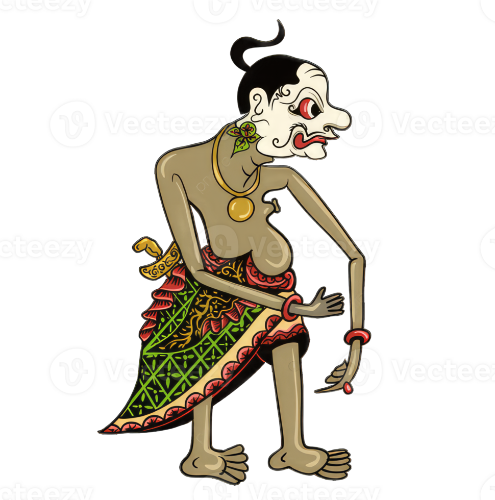 Vector illustration, modification of wayang kulit purwa, character of Gareng, Generative AI png