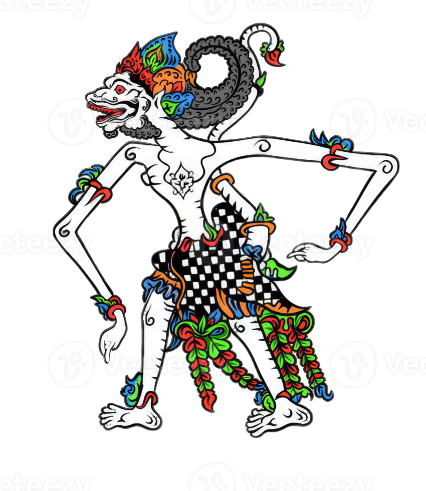 Vector illustration, modification of wayang kulit purwa, character of Hanoman, Generative AI png