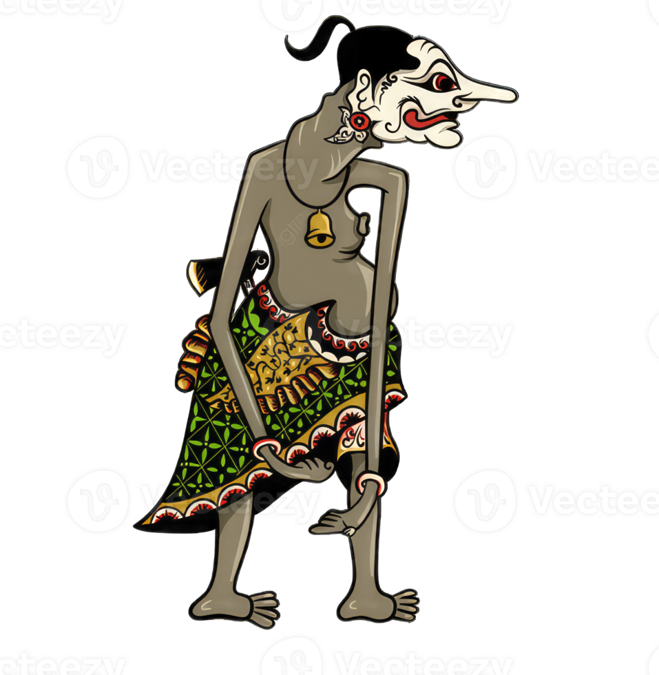 Vector illustration, modification of wayang kulit purwa, character of Petruk, Generative AI png