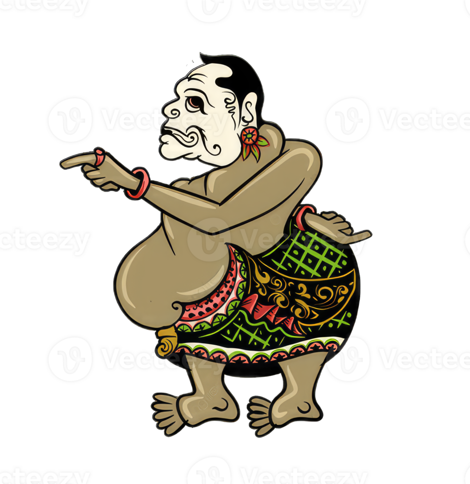 Vektor Illustration, Änderung von Wayang kulit Purwa, Charakter von semar, generativ ai png
