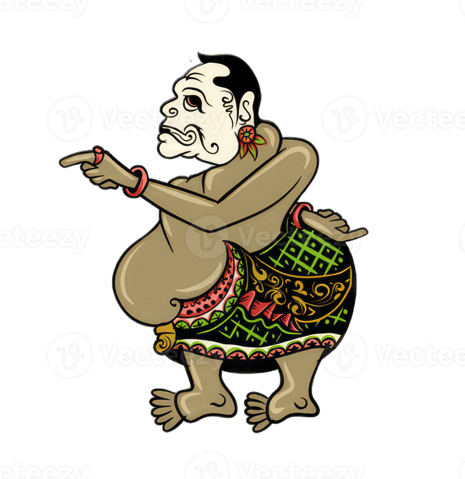 Vector illustration, modification of wayang kulit purwa, character of Semar, Generative AI png