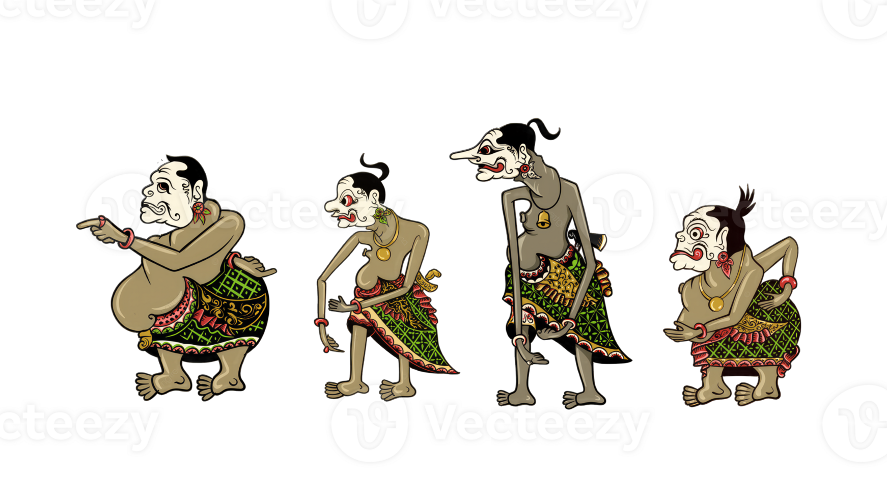 Vector illustration, modification of wayang kulit purwa, character of Punakawan, Generative AI png