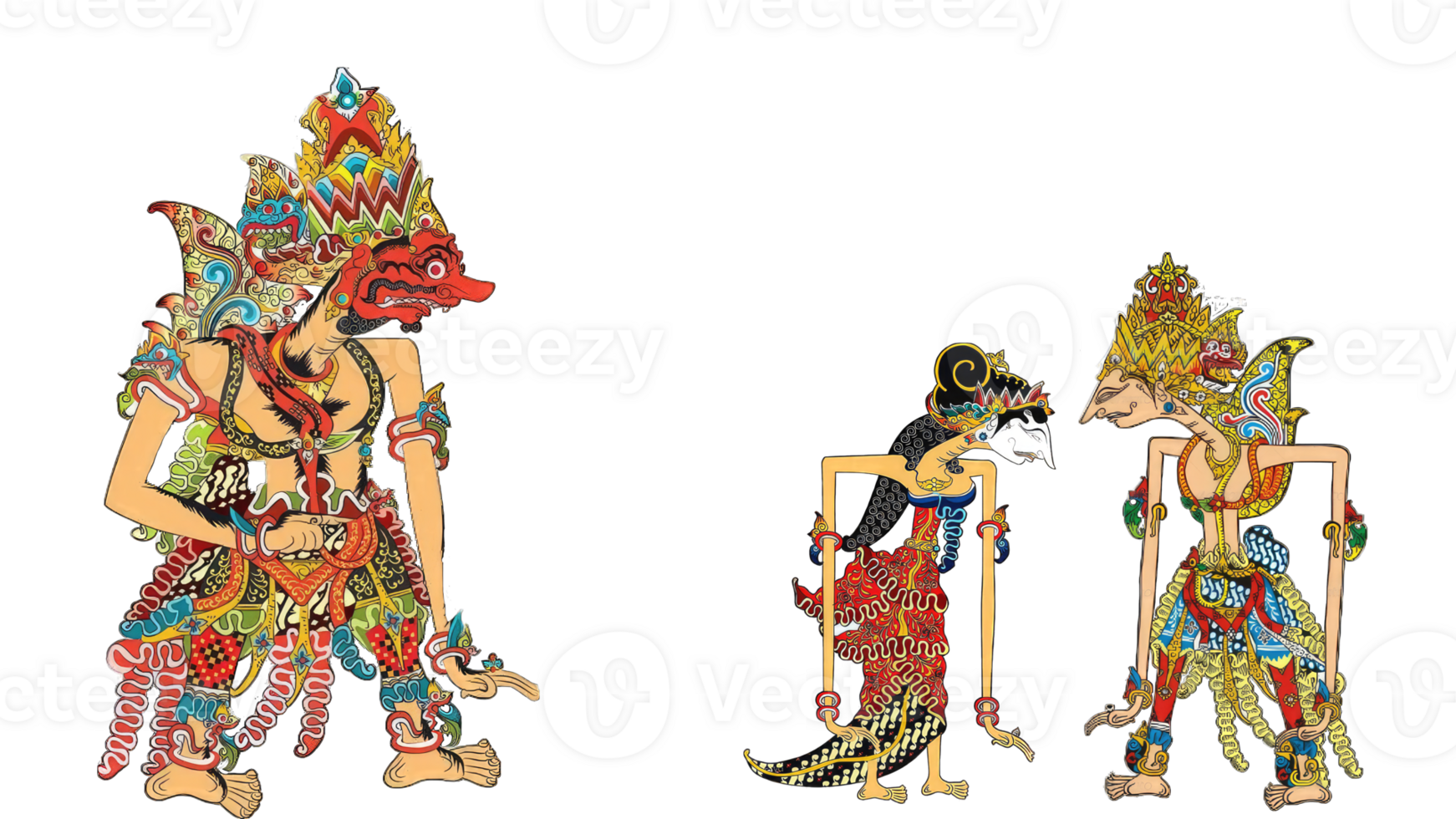 Vector illustration, modification of wayang kulit purwa, character of Ramayana, Generative AI png