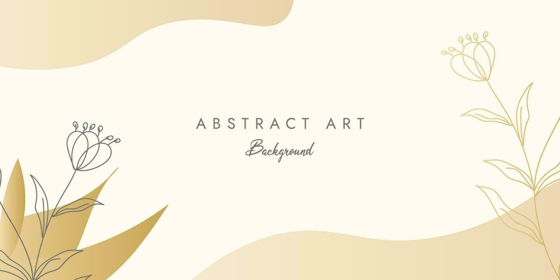 Luxury minimal style abstract art background vector with golden line art flower and botanical leaves, Organic shapes, Watercolor. Vector background for banner, poster, Web and packaging.