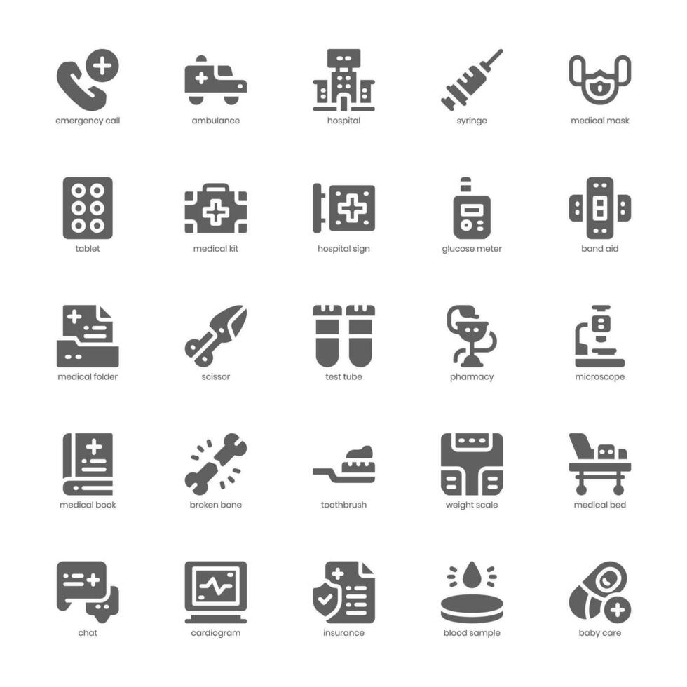 médico servicios icono paquete para tu sitio web, móvil, presentación, y logo diseño. médico servicios icono glifo diseño. vector gráficos ilustración y editable ataque.