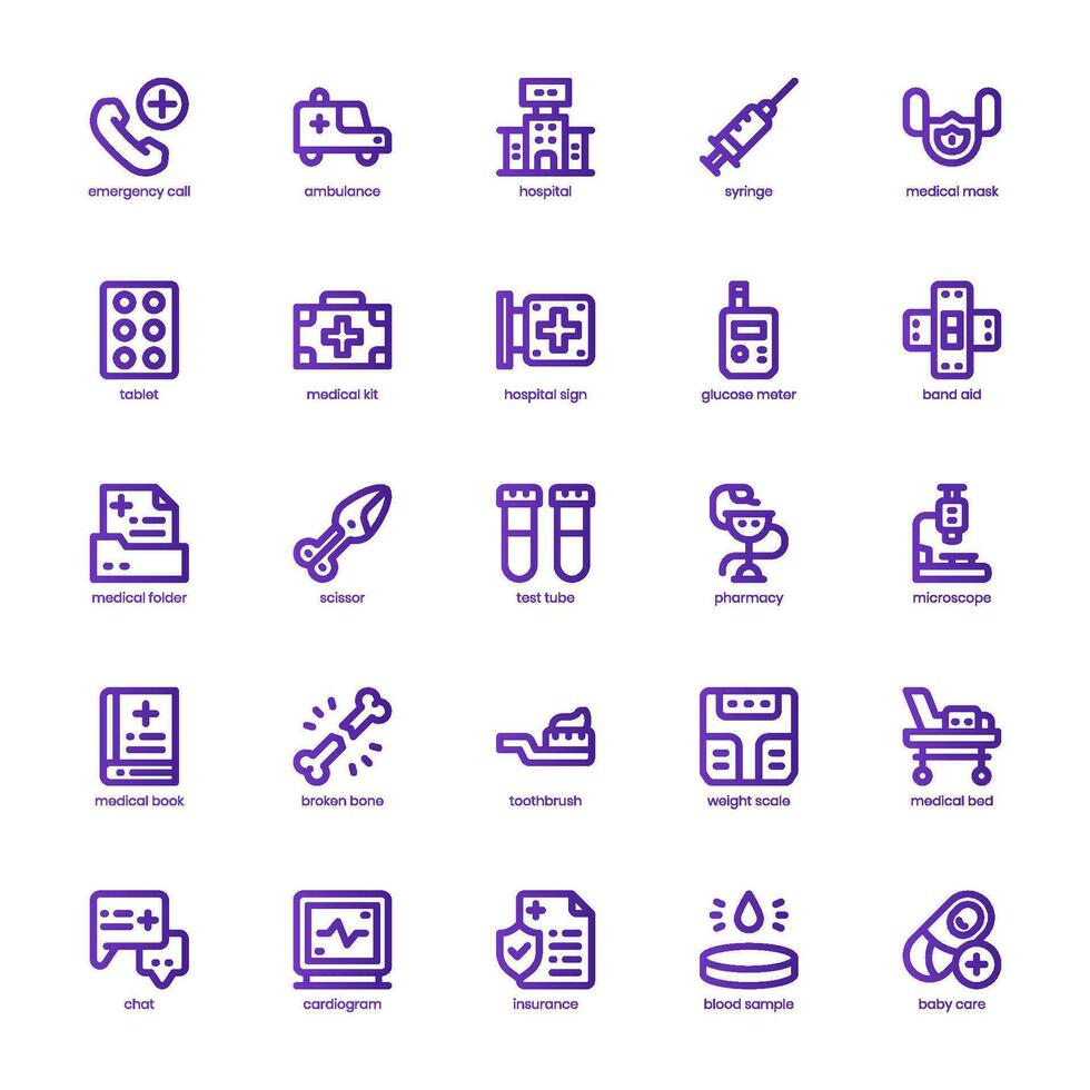 Medical Services icon pack for your website, mobile, presentation, and logo design. Medical Services icon basic line gradient design. Vector graphics illustration and editable stroke.