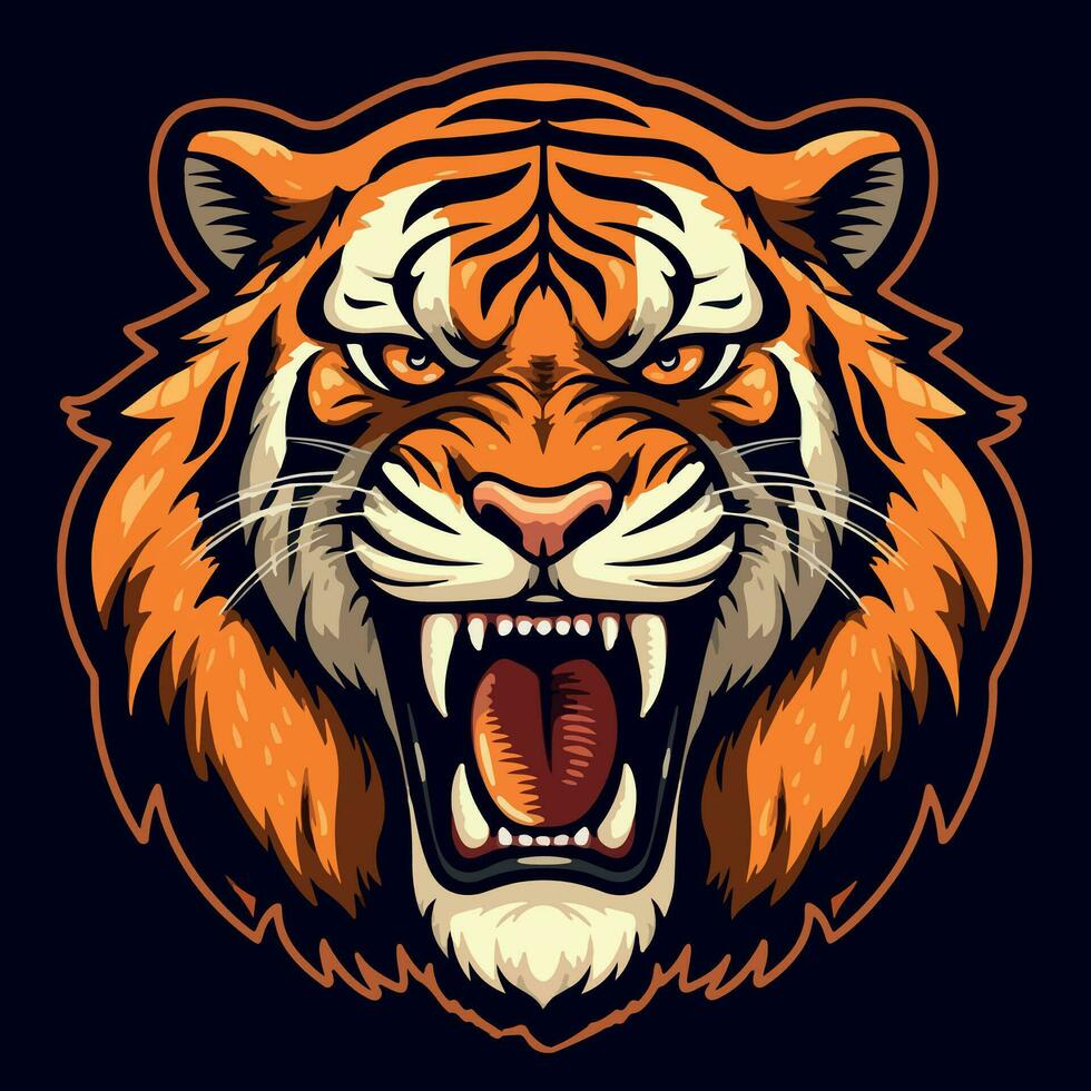 Ilustración de vector de logotipo de mascota de cabeza de tigre