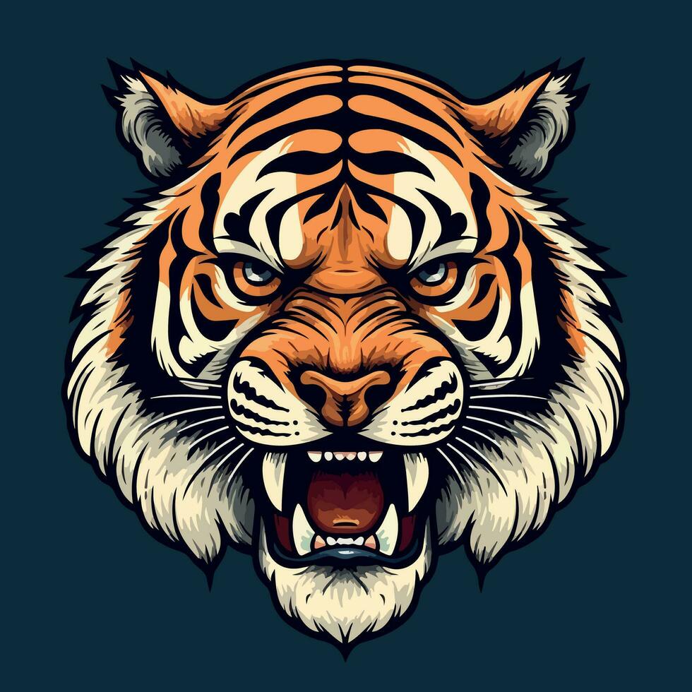 Ilustración de vector de logotipo de mascota de cabeza de tigre