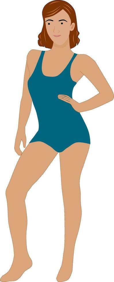 mujer en un azul traje de baño. vector ilustración.