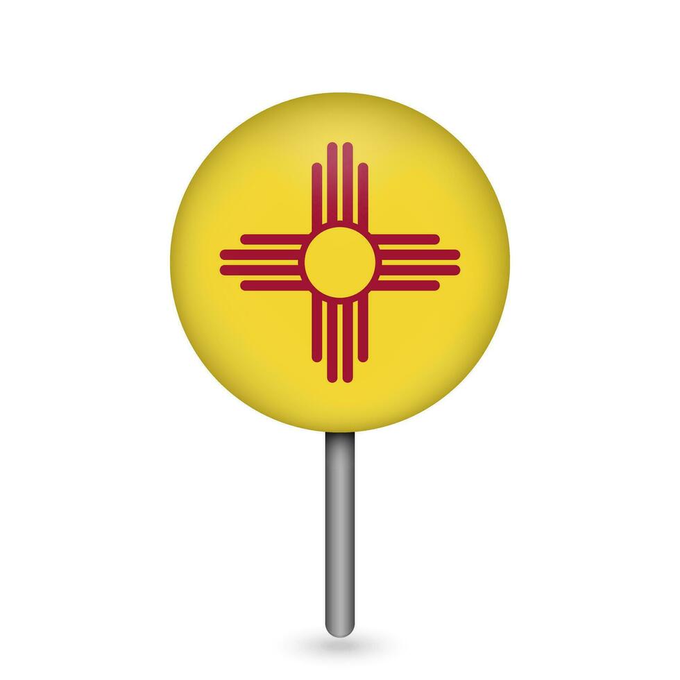 Map pointer with flag of New Mexico. Vector illustration.