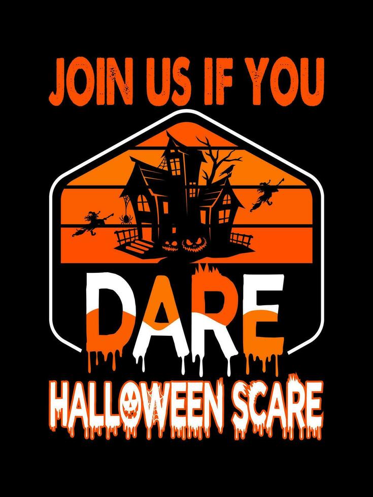 Halloween horror vintage t-shirt design and Scary lettering print template vector typography graphics art
