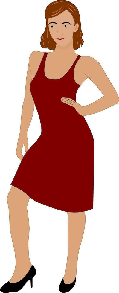 girl in a red dress. Vector Illustration.