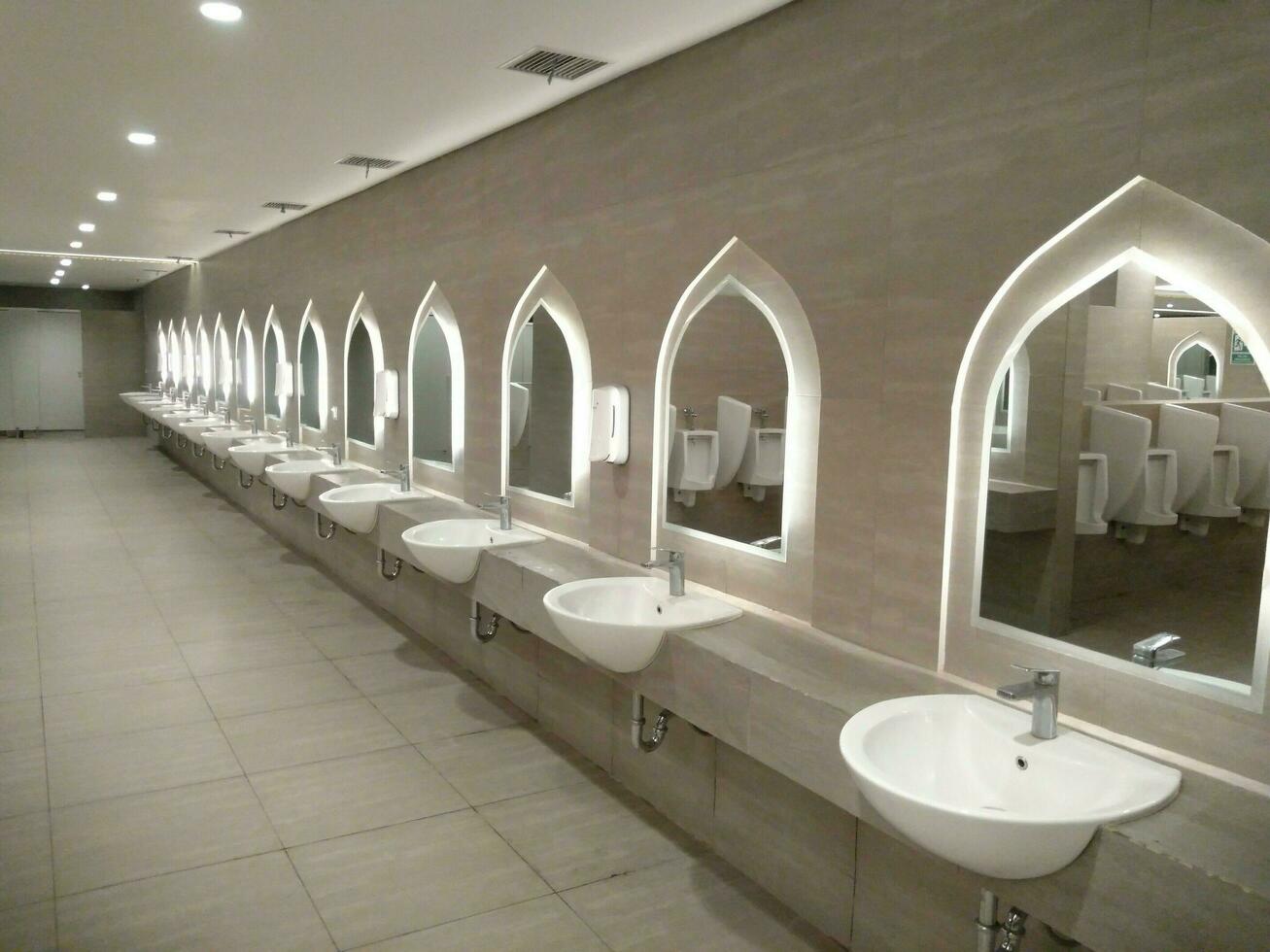 The ablution room in the mosque. The Wudu washroom photo