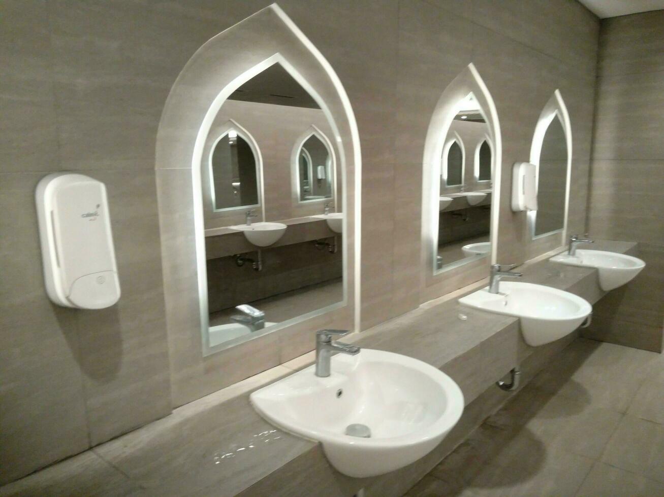 The ablution room in the mosque. The Wudu washroom photo
