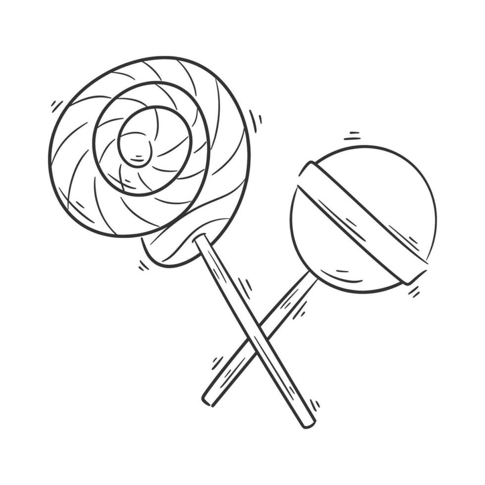 Two lollipops in cartoon style vector for coloring