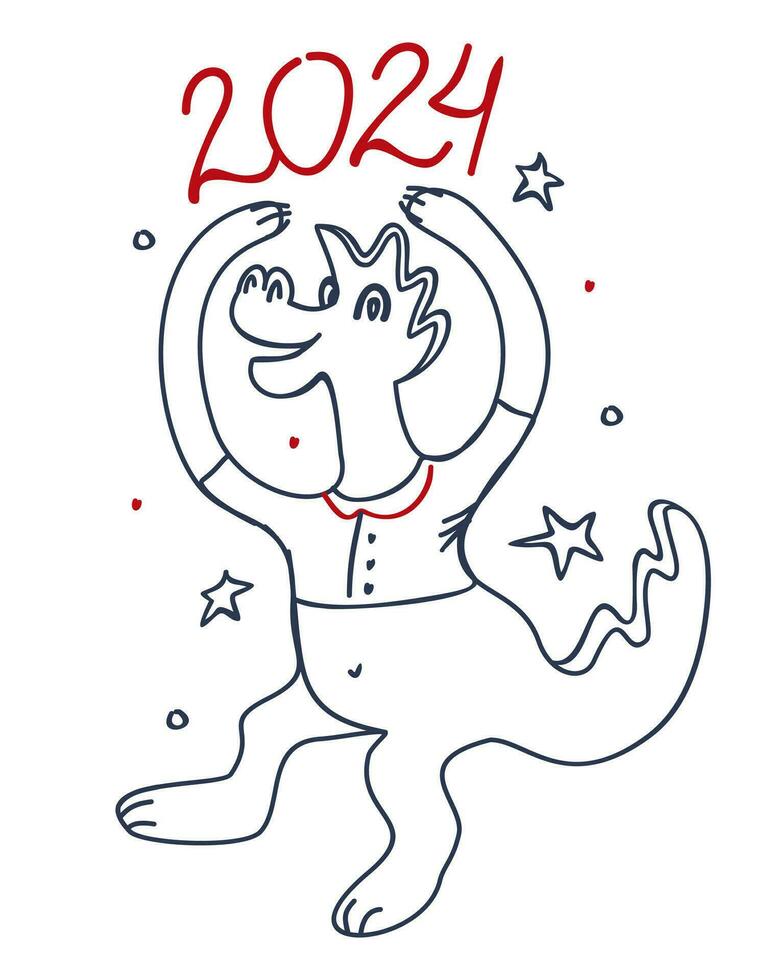 chino nuevo año 2024. año de continuar. vector garabatear ilustración.