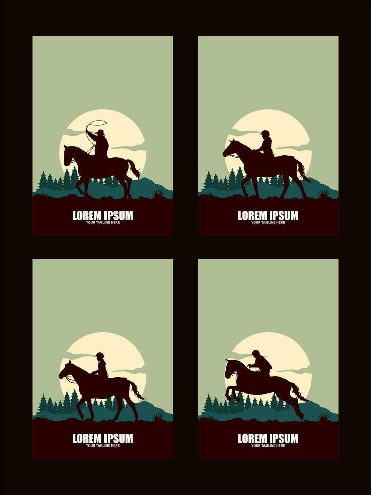 Logo Template of a Cowboy Riding a Horse vector