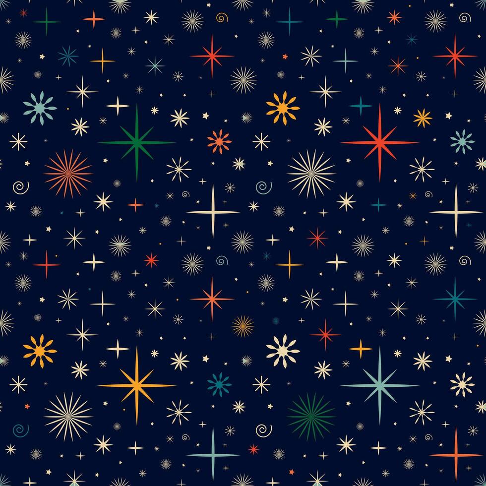 Blue pattern with stars. Festive Christmas pattern vector