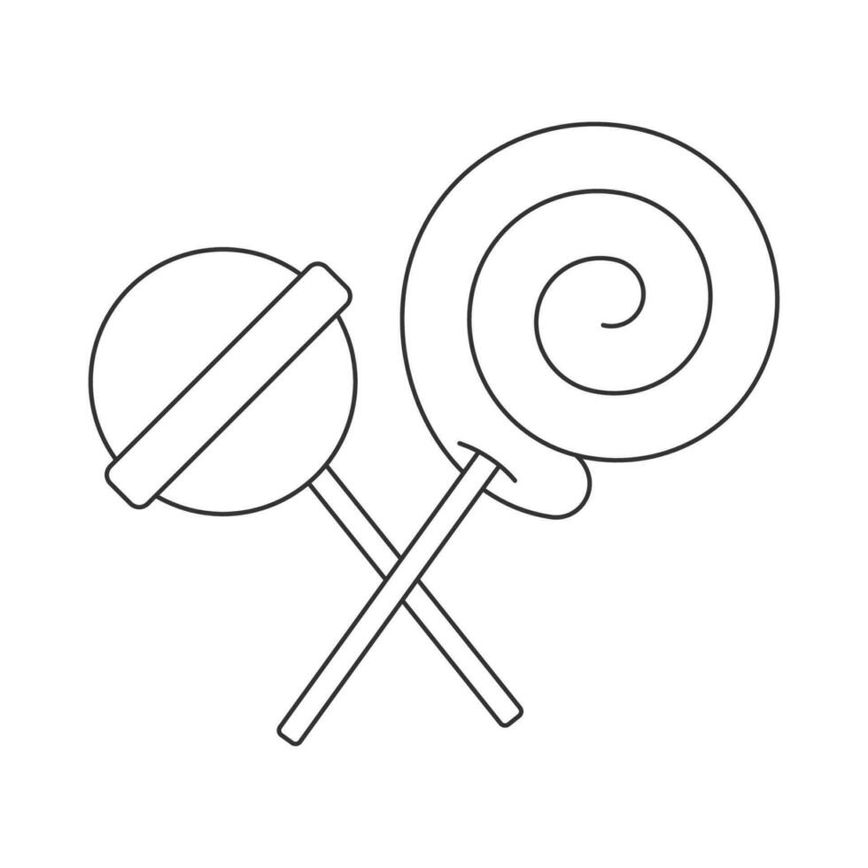 Two lollipops in cartoon style for coloring vector