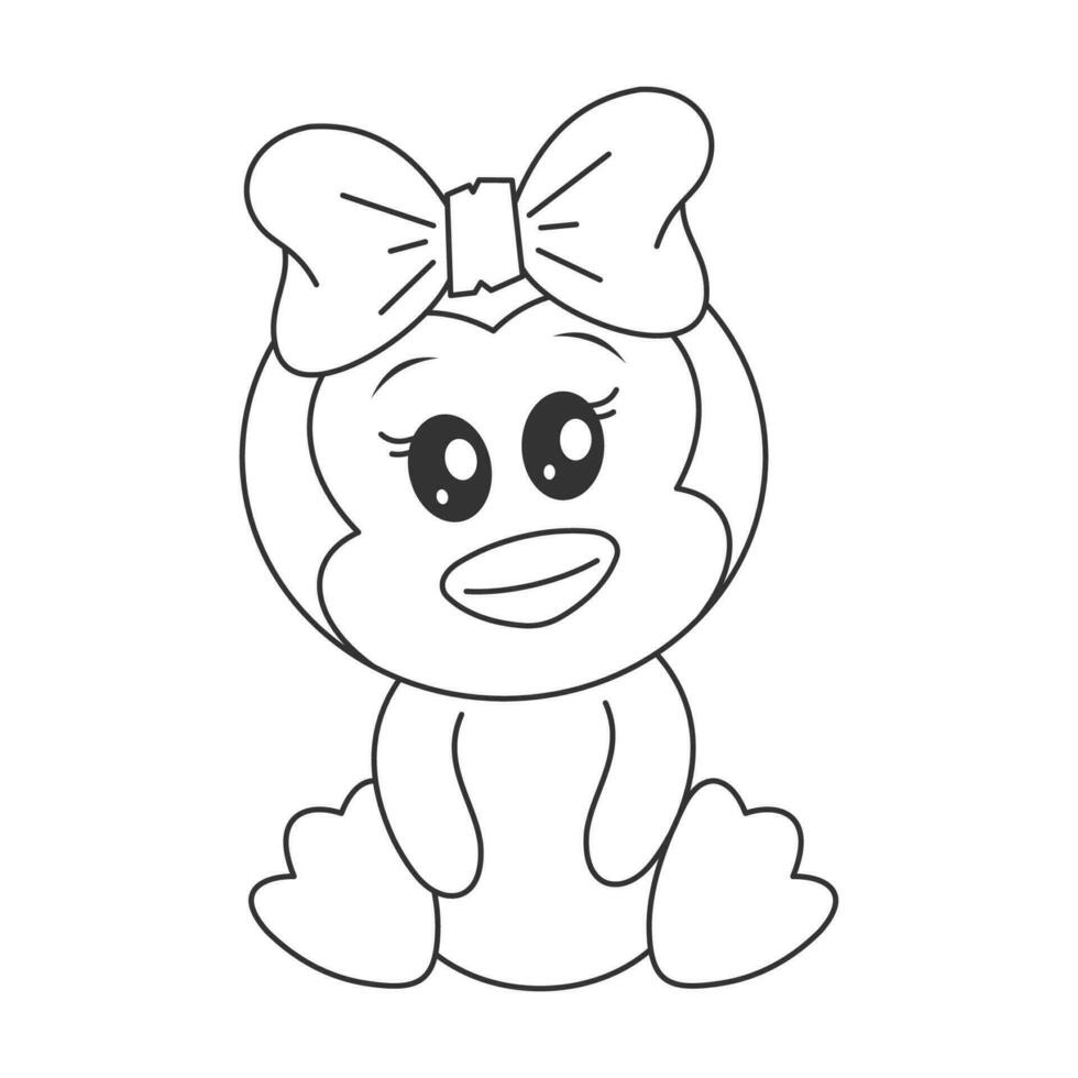 Cute penguin sitting cartoon style for coloring vector