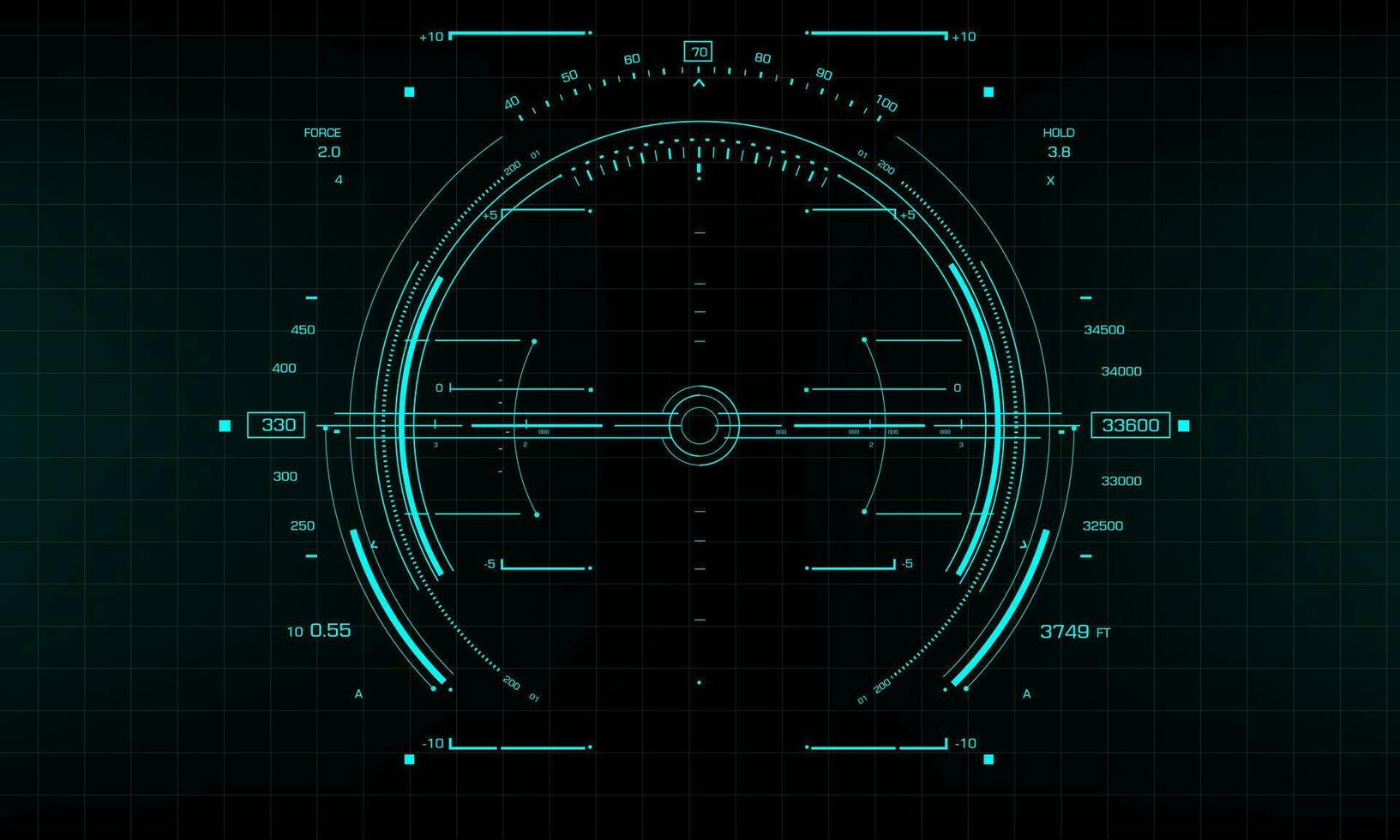 HUD sci-fi interface screen view blue design virtual reality futuristic technology display vector illustration.
