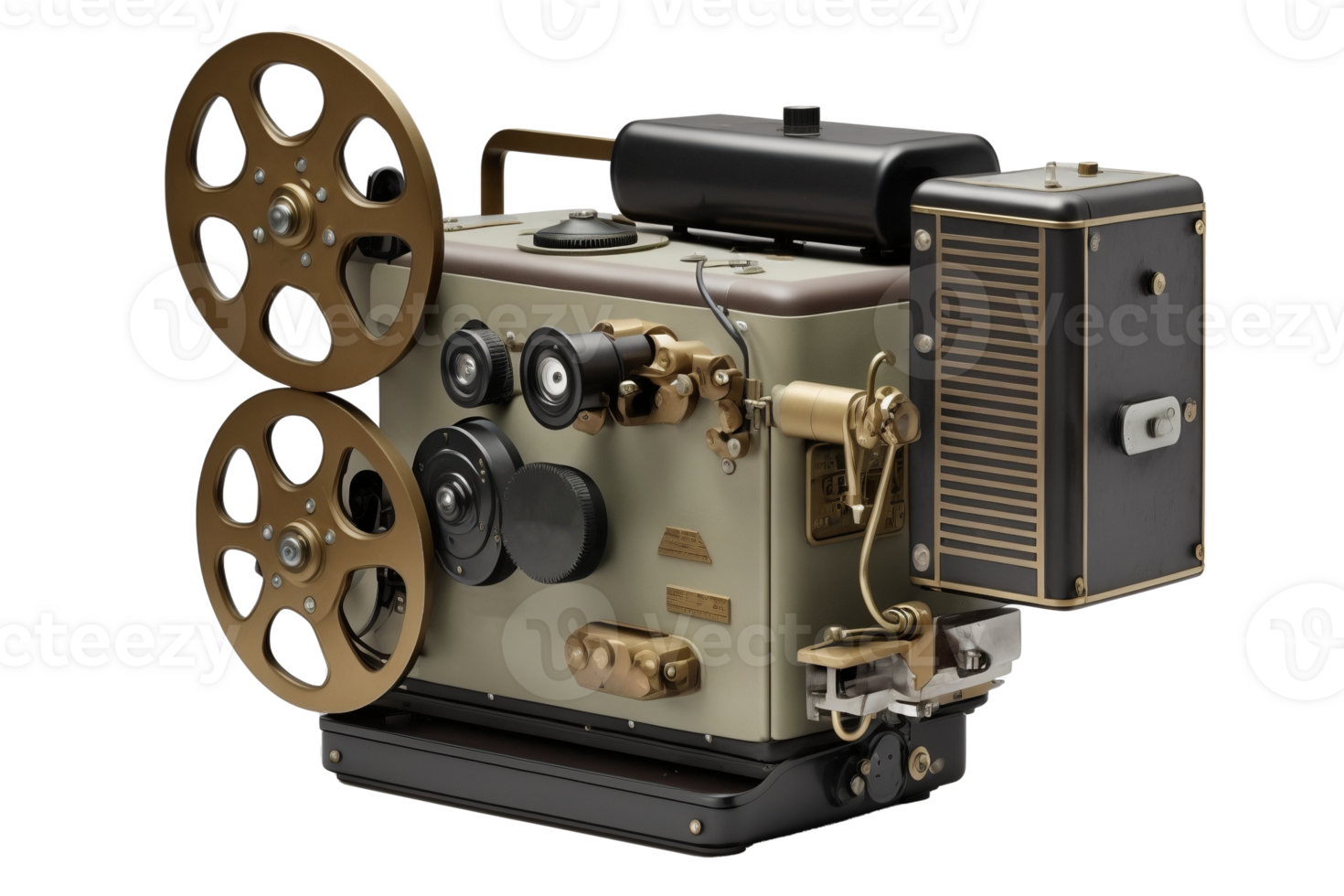 Vintage movie projector isolated on white background, created with generative AI png