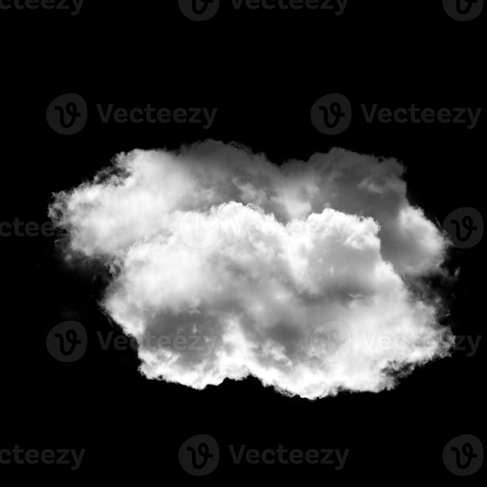 Soft white cloud shape isolated over black background photo