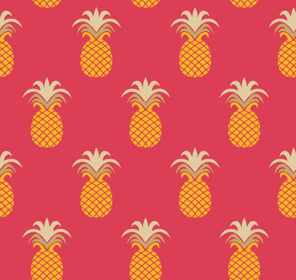 Vector editable pattern illustration of randomly scattered pineapples in graphic style. Multicolored art for wallpapers, fabric prints, decoration and etc...