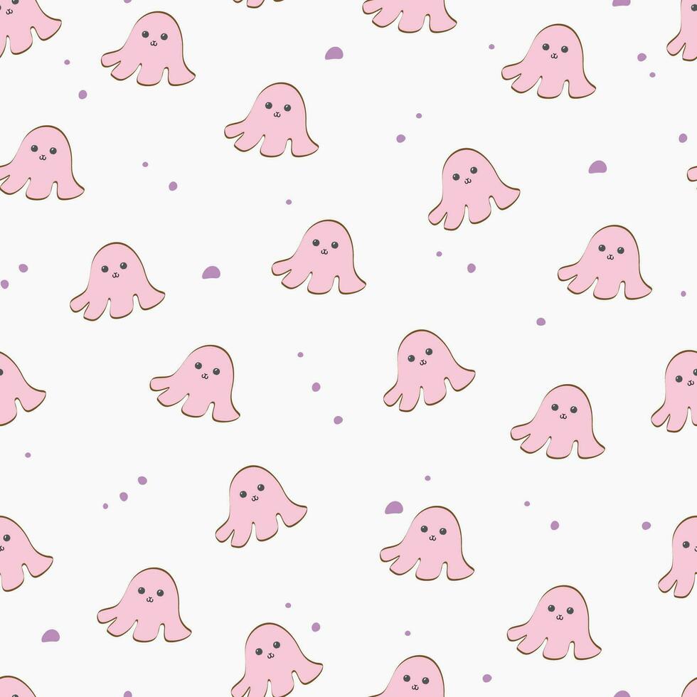 seamless pattern with cute jellyfish cute animal cartoon background vector