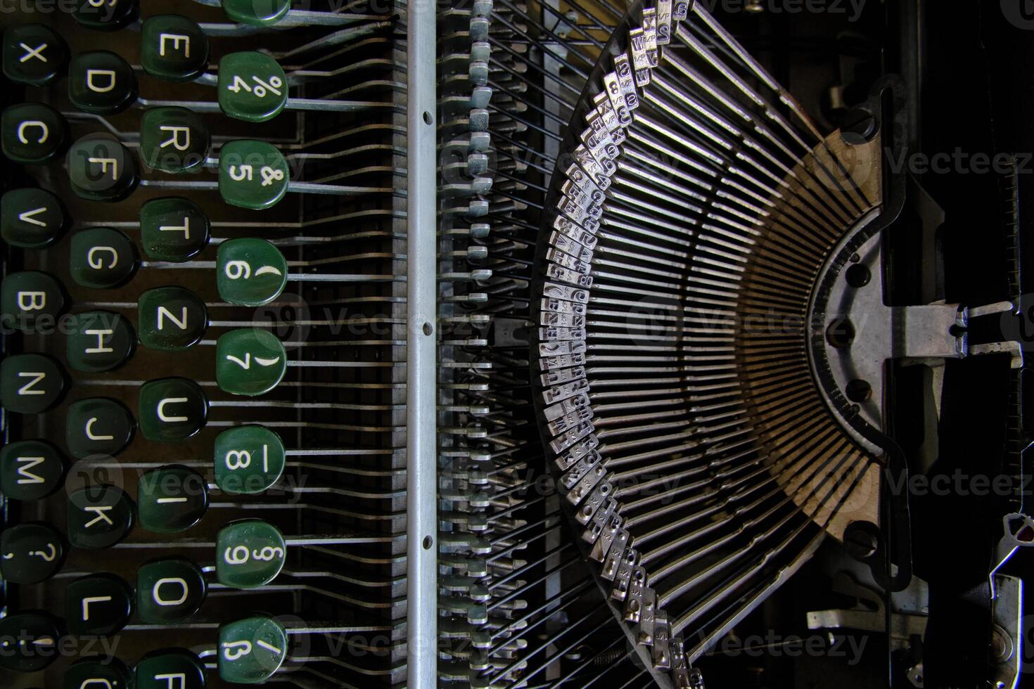 Mechanical hammers with alphabet for typing old typewriter. 27455582