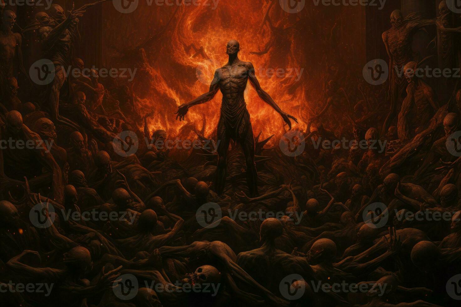 Red fire hell. Generate Ai photo