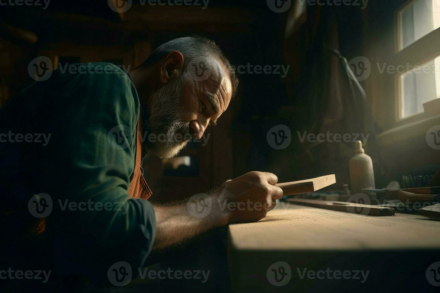 Carpenter working. Generate Ai photo
