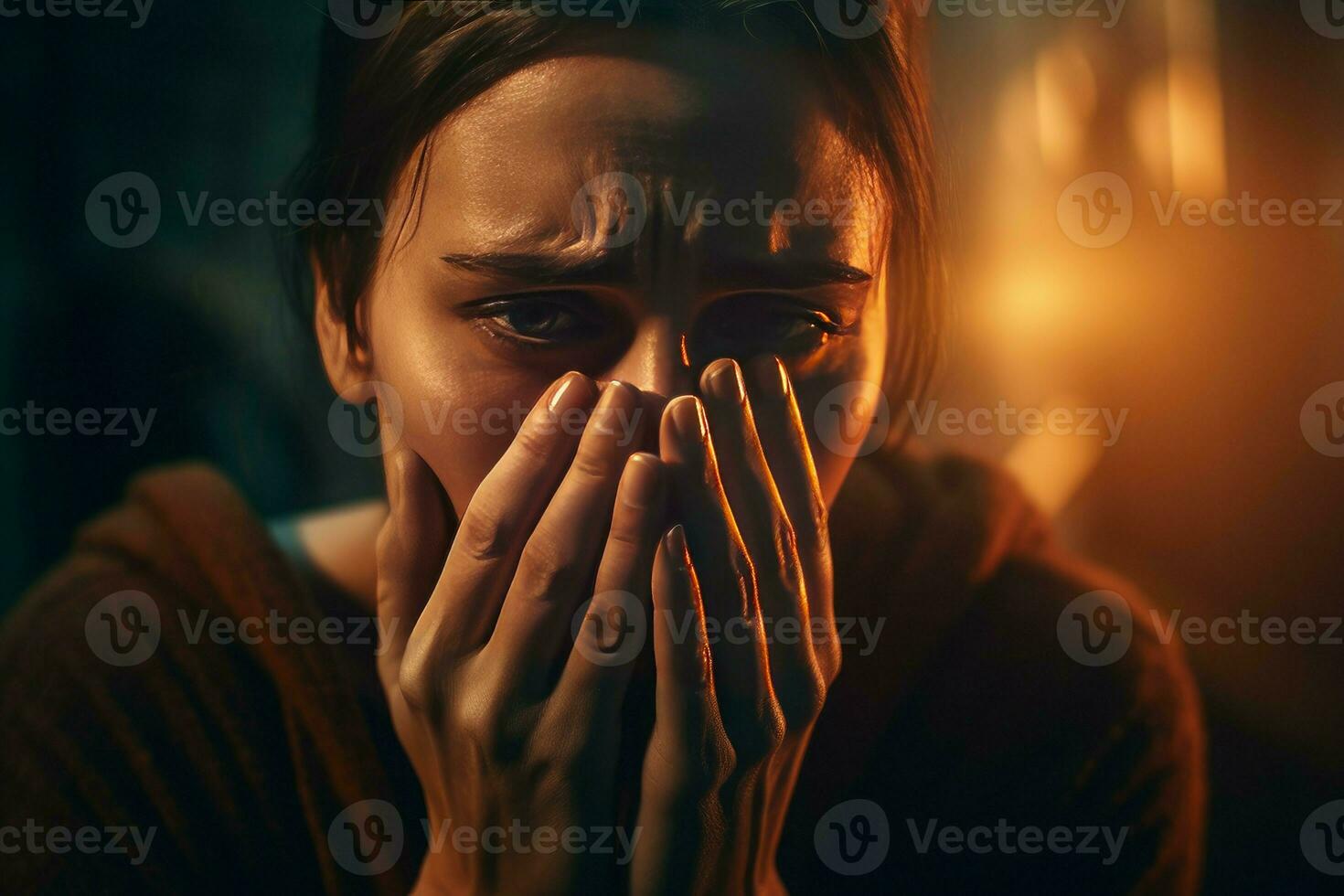 Woman crying. Generate Ai photo