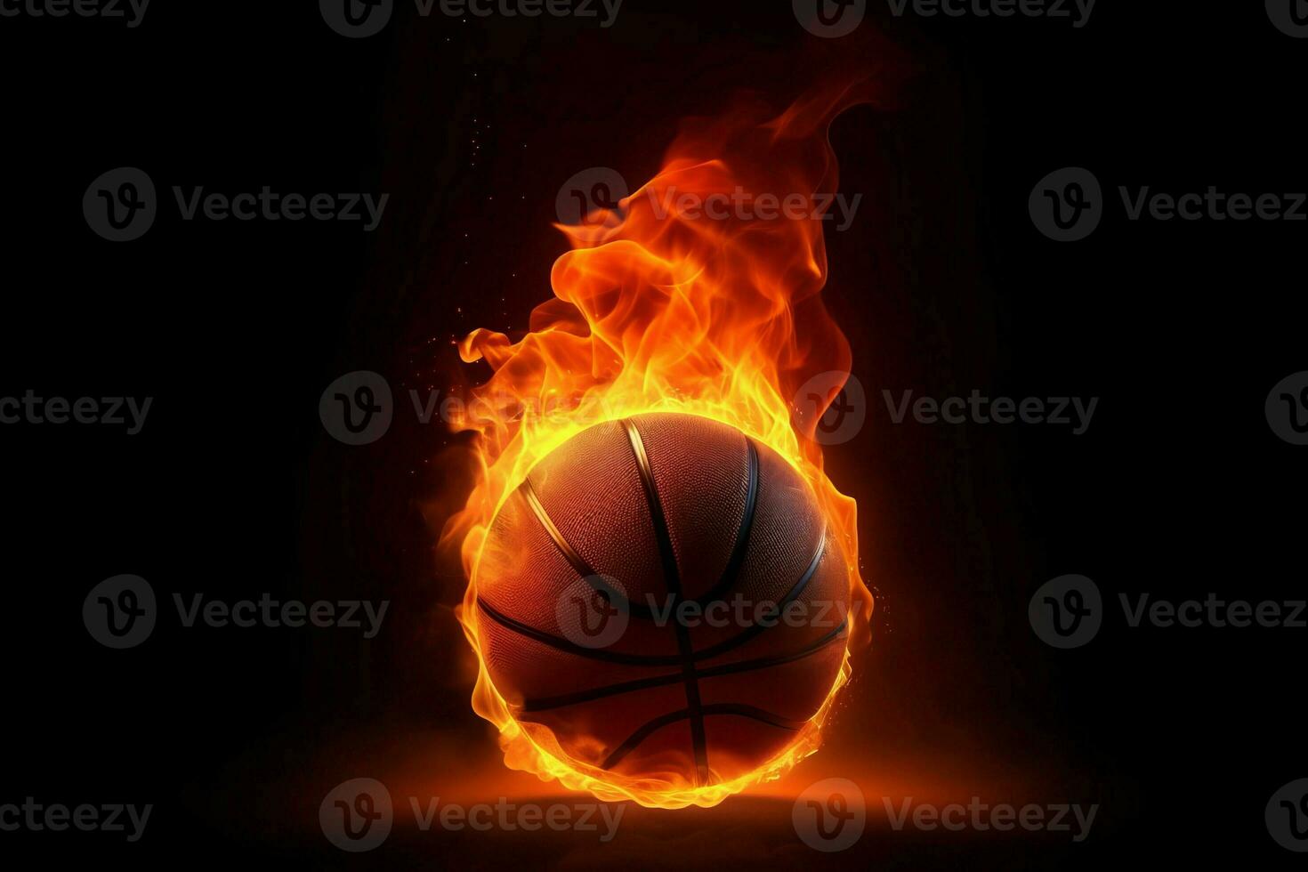 Basketball ball flames. Generate Ai photo