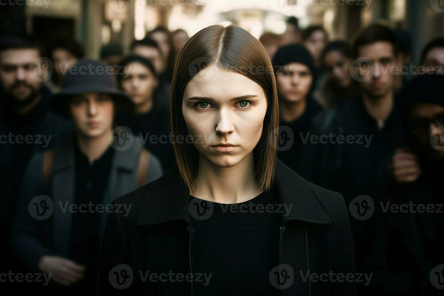 mujer vestido negro. generar ai foto