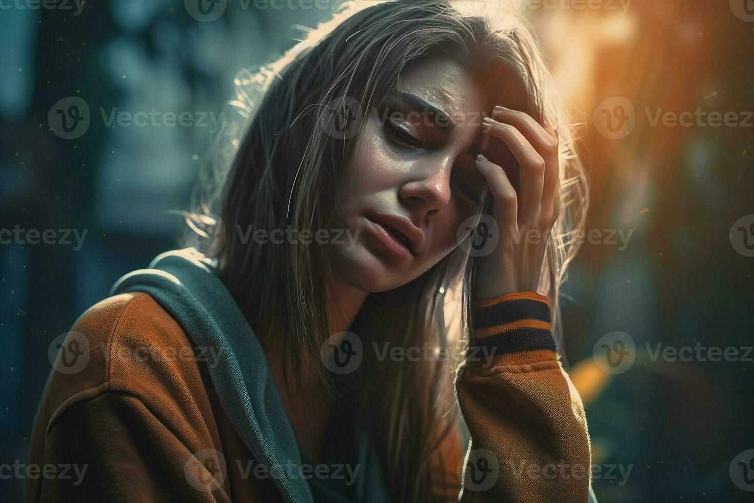 Woman crying. Generate Ai photo