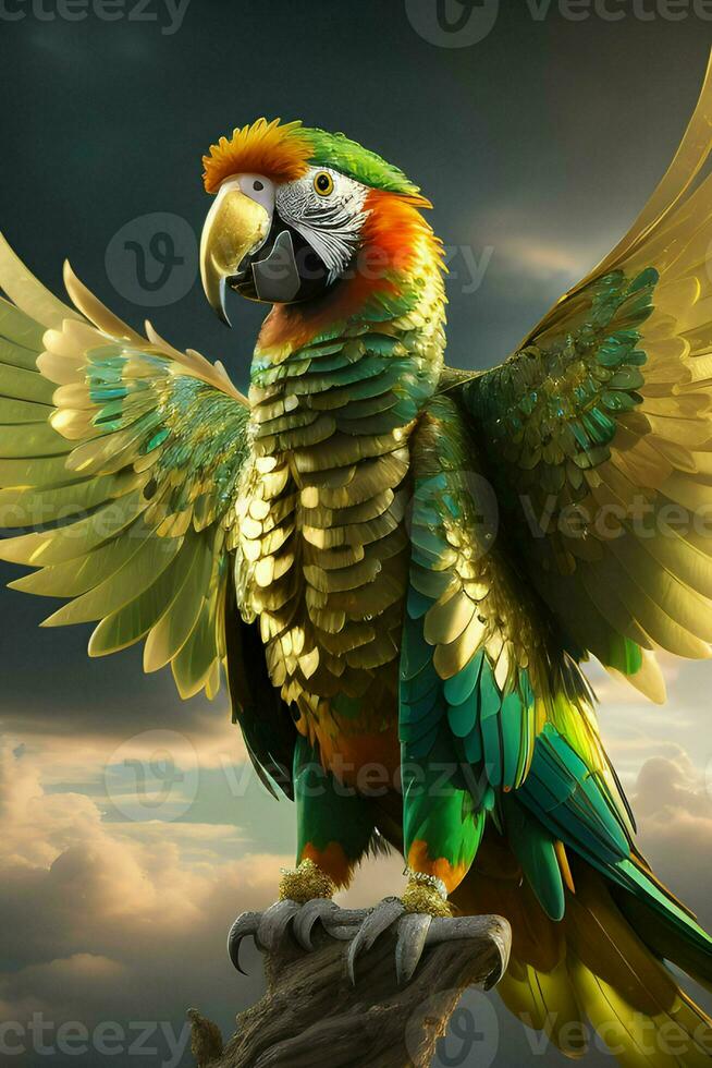 beautiful parrot animal created with generative Ai technology photo