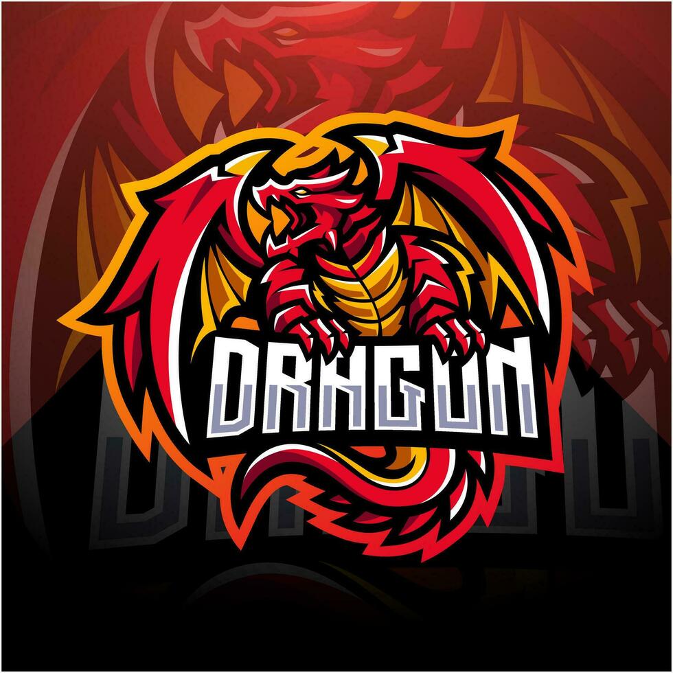 diseño de logotipo de esport de mascota de dragón vector