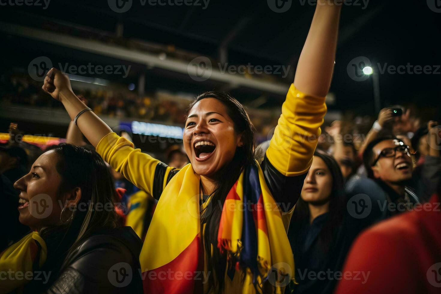 Ecuadorian football fans celebrating a victory photo