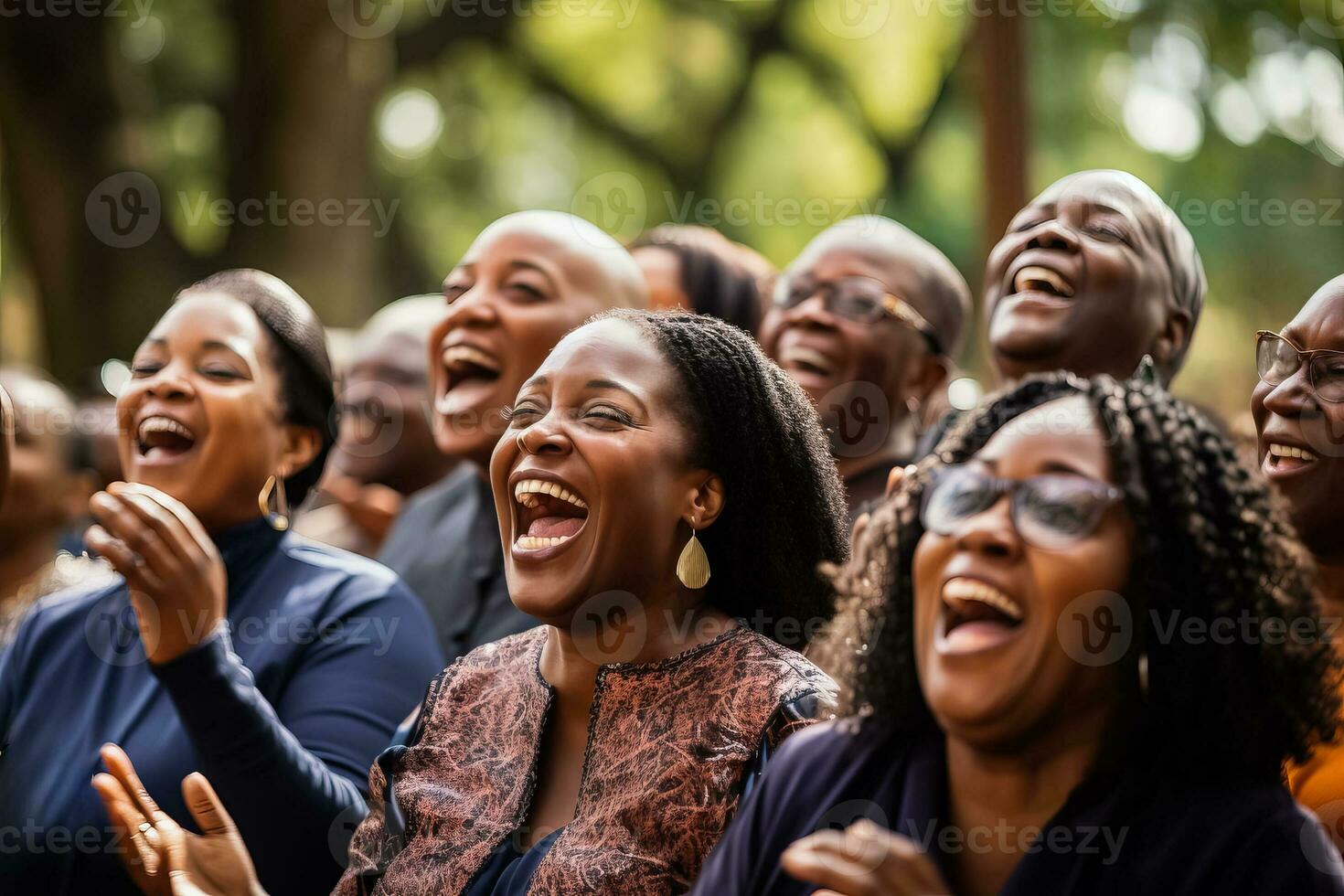 Christian gospel singers in a park praising photo