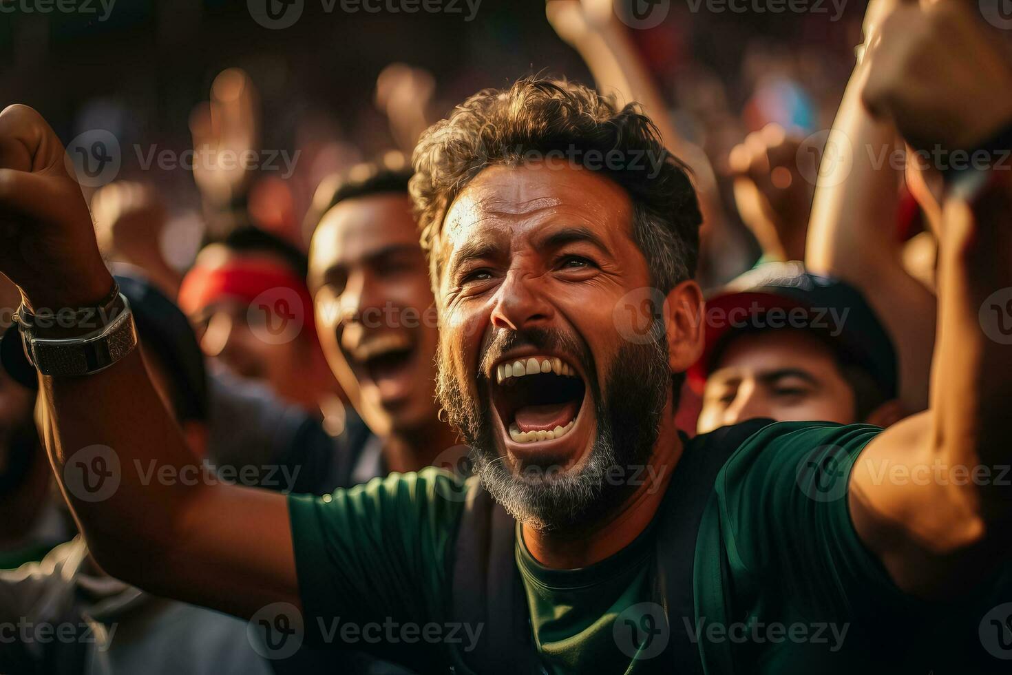 Moroccan football fans celebrating a victory photo