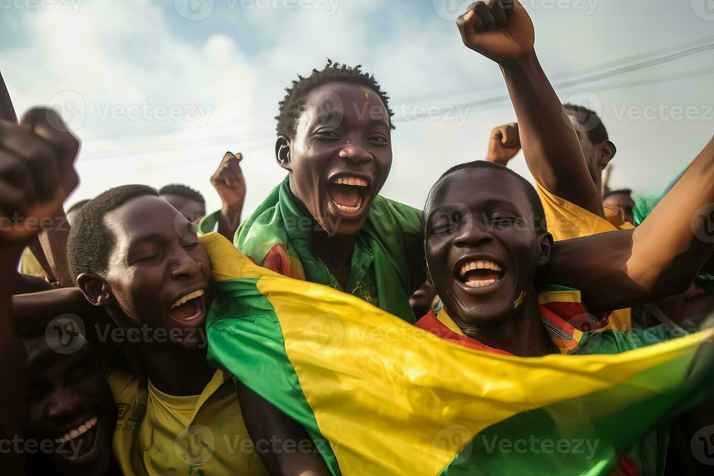 Senegalese football fans celebrating a victory photo