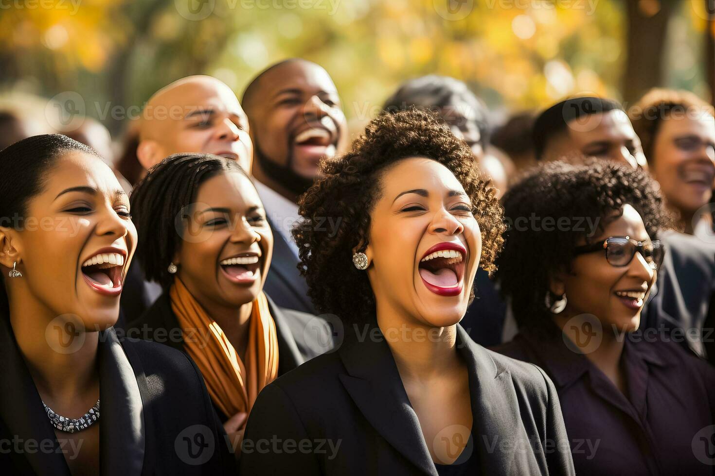 Christian gospel singers in a park praising photo