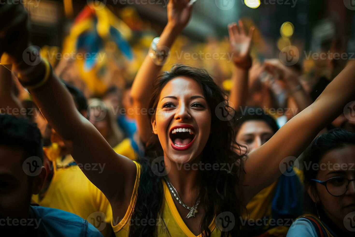 Ecuadorian football fans celebrating a victory photo