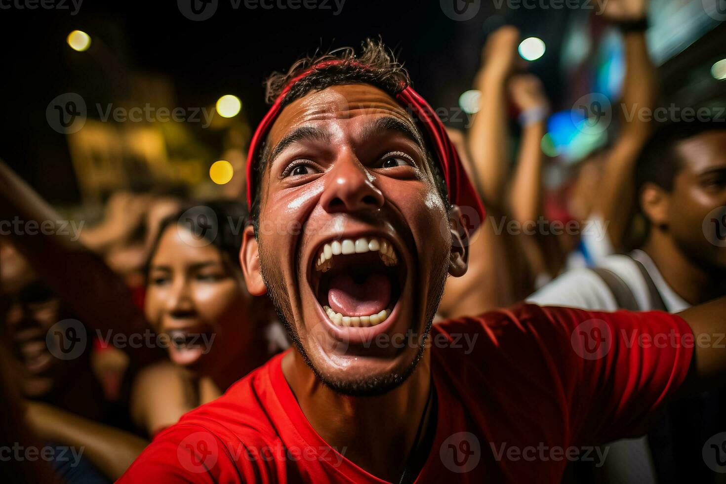 Panamanian football fans celebrating a victory photo